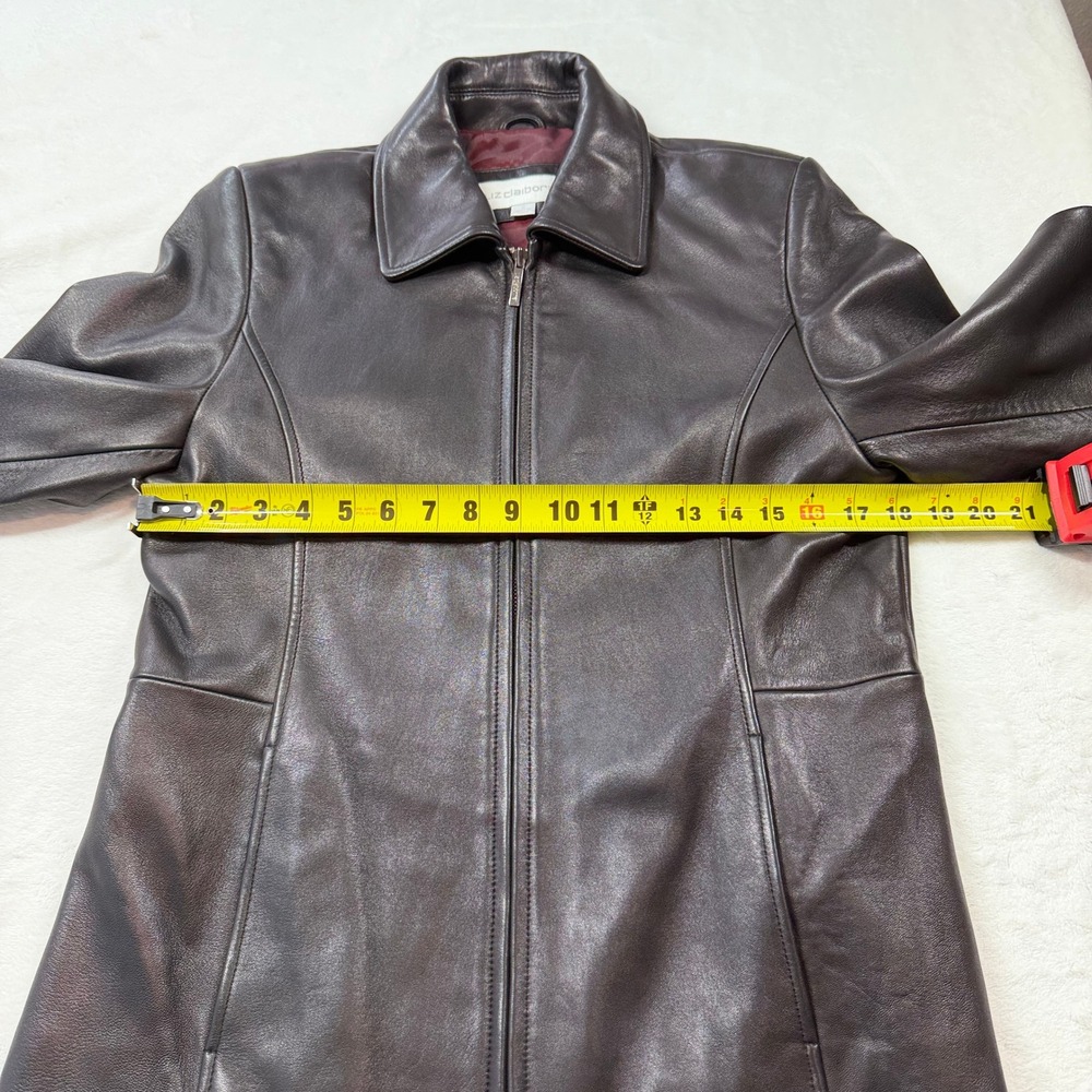 Liz Claiborne Leather Jacket Women Small Black Good Zip Front Collared 90s Style - Picture 3 of 8